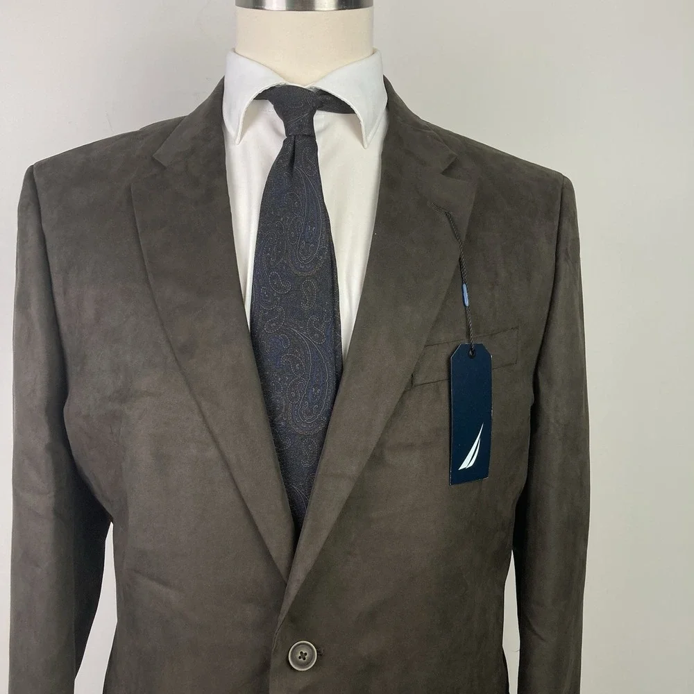 Nautica Men's Modern-Fit Faux-Suede Sport‎ Coat Brown 46L E071121